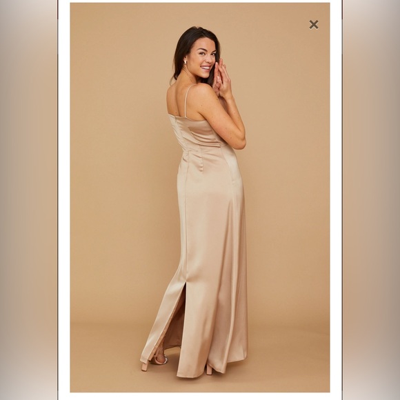 NWT VOW’D SILKY SATIN HICKORY DRESS - Picture 2 of 2